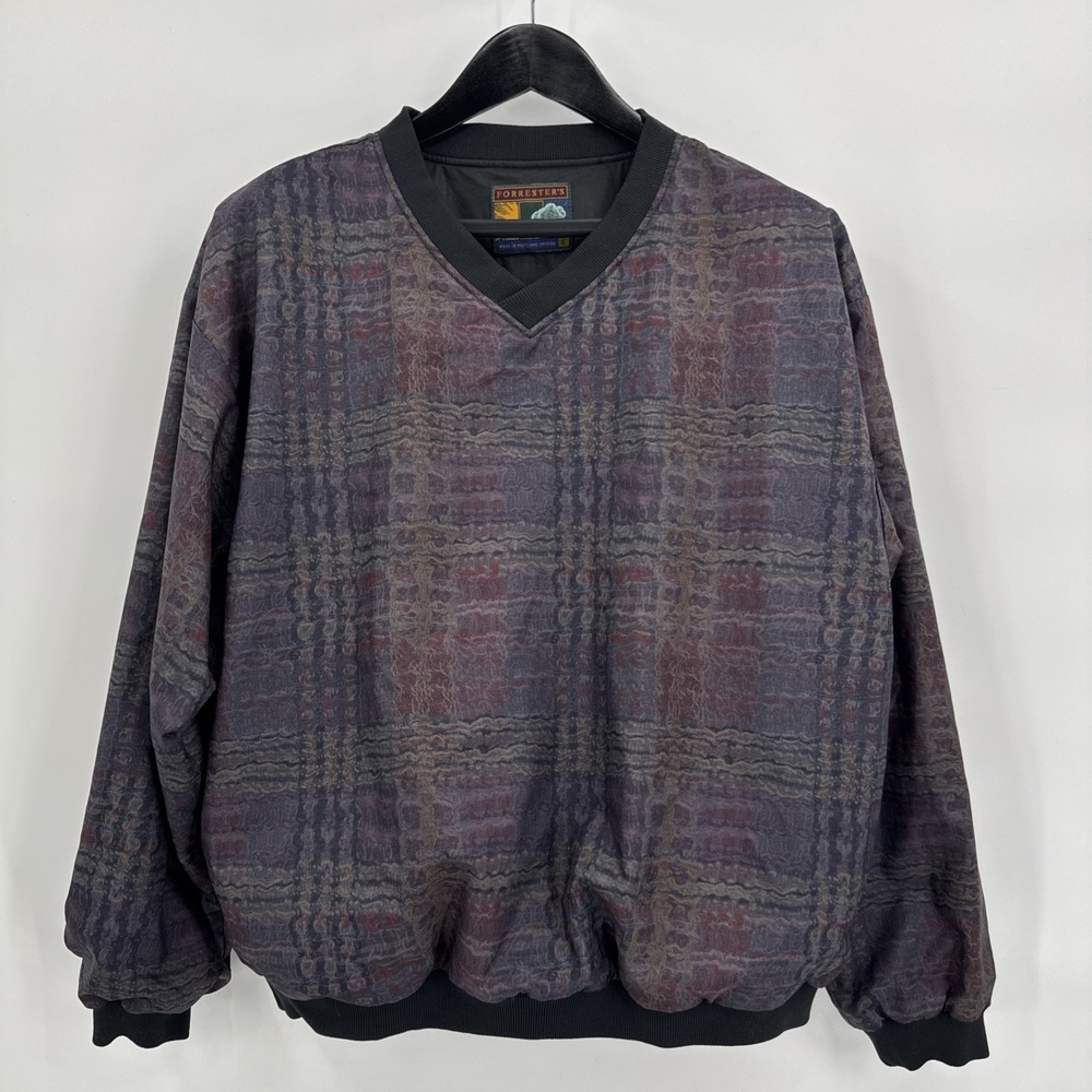 Forrester's Portland Oregon Pullover Golf Windbreaker Jacket Purple Abstract - L